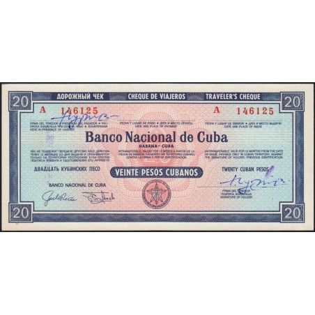 Cuba - Chèque de voyage - Banco Nacional de Cuba - 20 pesos - 1982 - Etat : SPL