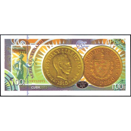 Cuba - 1 peso or - Centenaire premières monnaies cubaines - 2015 - Etat : NEUF