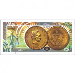 Cuba - 20 pesos or - Centenaire premières monnaies cubaines - 2015 - Etat : NEUF