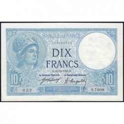 F 06-04 - 30/12/1920 - 10 francs - Minerve - Série S.7308 - Etat : TTB+