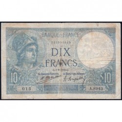 F 06-06 - 01/08/1922 - 10 francs - Minerve - Série A.8943 - Etat : TB-