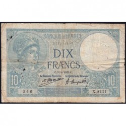 F 06-06 - 31/08/1922 - 10 francs - Minerve - Série X.9131 - Etat : TB-