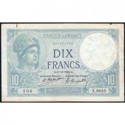 F 06-06 - 17/11/1922 - 10 francs - Minerve - Série X.9655 - Etat : TTB-