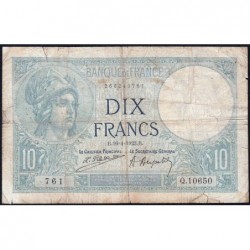 F 06-07 - 16/04/1923 - 10 francs - Minerve - Série Q.10650 - Etat : B+