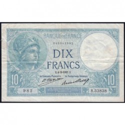 F 06-12 - 04/02/1927 - 10 francs - Minerve - Série S.33838 - Etat : TTB