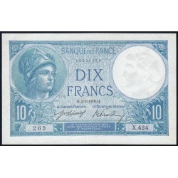 F 06-01 - 03/03/1916 - 10 francs - Minerve - Série X.424 - Etat : SUP