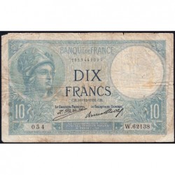 F 06-15 - 31/12/1931 - 10 francs - Minerve - Série W.62138 - Remplacement - Etat : B+