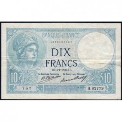 F 06-16 - 04/02/1932 - 10 francs - Minerve - Série H.62779 - Etat : TTB