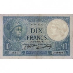 F 06-16 - 28/07/1932 - 10 francs - Minerve - Série J.66920 - Etat : TTB