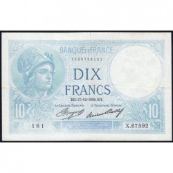 F 06-17 - 17/12/1936 - 10 francs - Minerve - Série X.67592 - Etat : TTB-