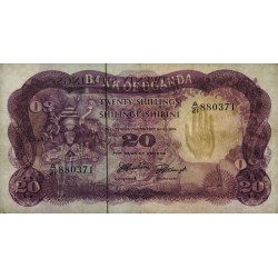 Ouganda - Pick 3a - 20 shillings - Série A/21 - 1966 - Etat : SUP