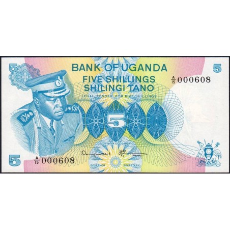 Ouganda - Pick 5A - 5 shillings - Série A/15 - 1977 - Etat : NEUF