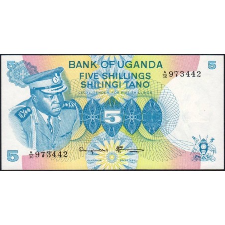 Ouganda - Pick 5A - 5 shillings - Série A/30 - 1977 - Etat : NEUF