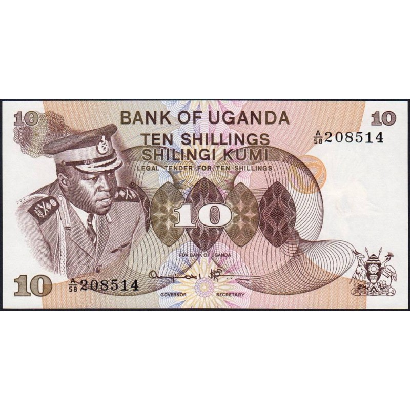 Ouganda - Pick 6c - 10 shillings - Série A/58 - 1977 - Etat : NEUF