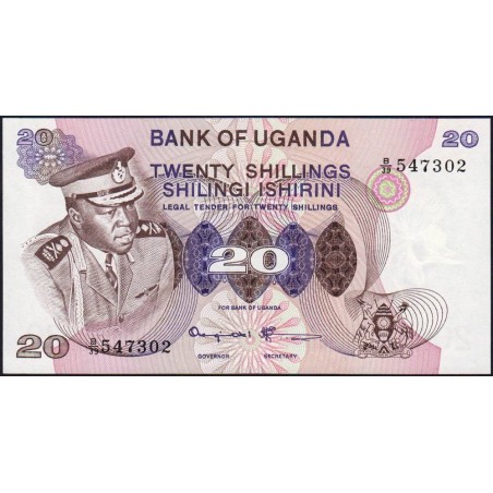 Ouganda - Pick 7c - 20 shillings - Série B/39 - 1977 - Etat : NEUF