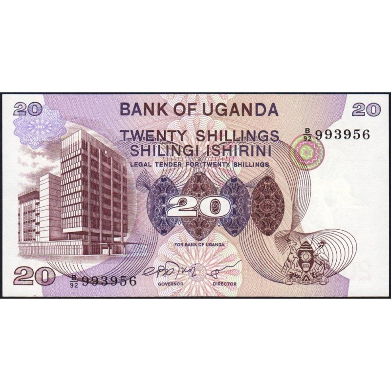 Ouganda - Pick 12b - 20 shillings - Série B/92 - 1979 - Etat : NEUF