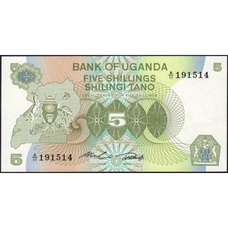 Ouganda - Pick 15 - 5 shillings - Série A/11 - 1982 - Etat : NEUF