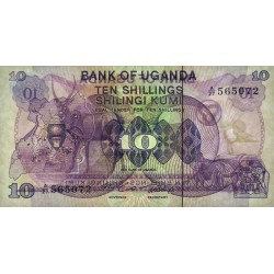 Ouganda - Pick 16 - 10 shillings - Série A/27 - 1982 - Etat : NEUF