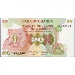 Ouganda - Pick 17 - 20 shillings - Série B/10 - 1982 - Etat : NEUF