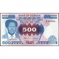 Ouganda - Pick 22a_2 - 500 shillings - Série G/73 - 1983 - Etat : NEUF