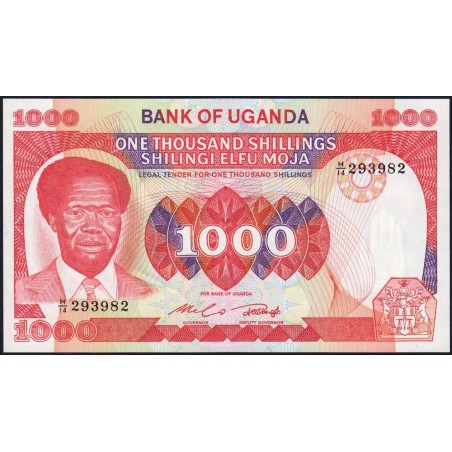 Ouganda - Pick 23a_1 - 1'000 shillings - Série H/14 - 1983 - Etat : SPL