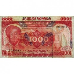 Ouganda - Pick 23a_1 - 1'000 shillings - Série H/14 - 1983 - Etat : SPL