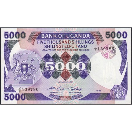 Ouganda - Pick 24a - 5'000 shillings - Série J/8 - 1985 - Etat : NEUF