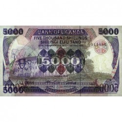 Ouganda - Pick 24b - 5'000 shillings - Série J/25 - 1986 - Etat : NEUF