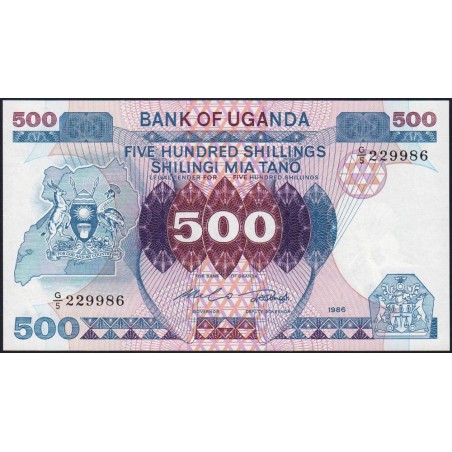 Ouganda - Pick 25 - 500 shillings - Série G/5 - 1986 - Etat : NEUF