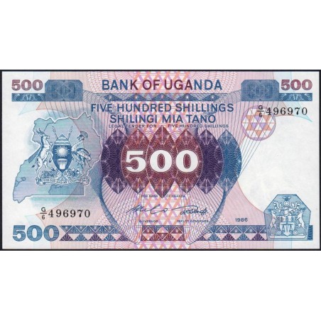 Ouganda - Pick 25 - 500 shillings - Série G/6 - 1986 - Etat : NEUF