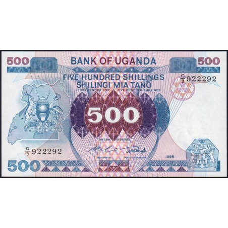 Ouganda - Pick 25 - 500 shillings - Série G/9 - 1986 - Etat : pr.NEUF