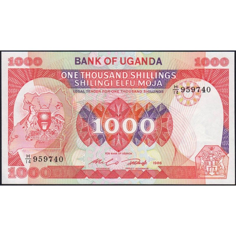 Ouganda - Pick 26 - 1'000 shillings - Série H/14 - 1986 - Etat : NEUF