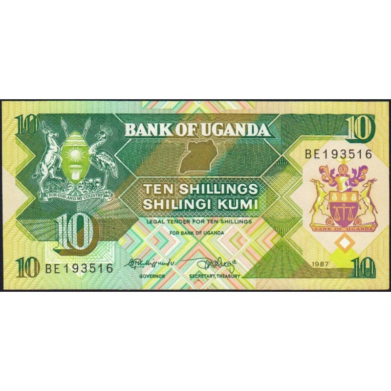 Ouganda - Pick 28 - 10 shillings - Série BE - 1987 - Etat : NEUF