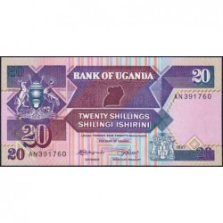 Ouganda - Pick 29a - 20 shillings - Série AN - 1987 - Etat : NEUF