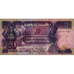 Ouganda - Pick 29a - 20 shillings - Série AN - 1987 - Etat : NEUF