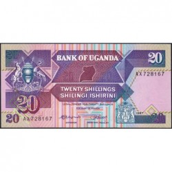 Ouganda - Pick 29a - 20 shillings - Série AX - 1987 - Etat : NEUF