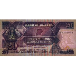 Ouganda - Pick 29b - 20 shillings - Série BN - 1988 - Etat : NEUF