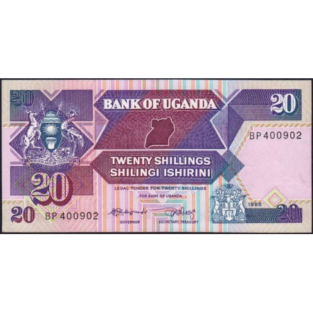 Ouganda - Pick 29b - 20 shillings - Série BP - 1988 - Etat : NEUF