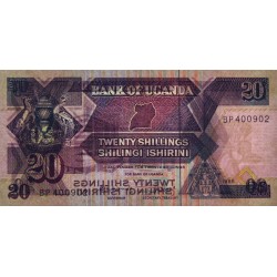 Ouganda - Pick 29b - 20 shillings - Série BP - 1988 - Etat : NEUF