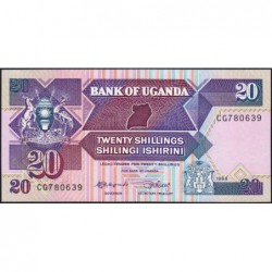 Ouganda - Pick 29b - 20 shillings - Série CG - 1988 - Etat : NEUF