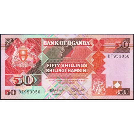 Ouganda - Pick 30a - 50 shillings - Série DT - 1987 - Etat : NEUF