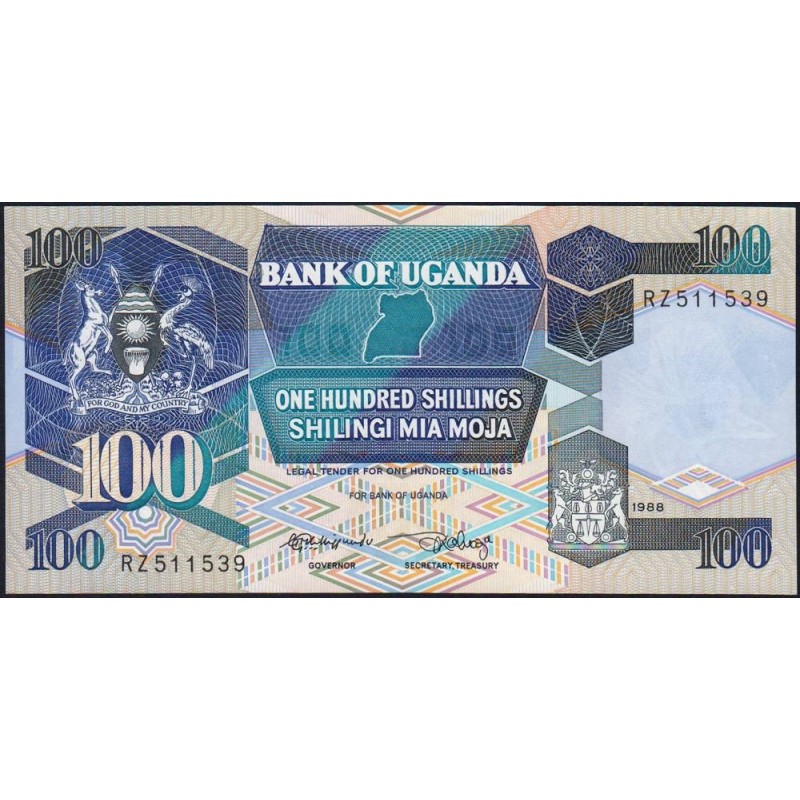 Ouganda - Pick 31b - 100 shillings - Série RZ - 1988 - Etat : NEUF