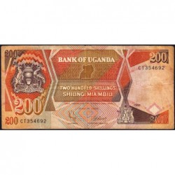 Ouganda - Pick 32b_1 - 200 shillings - Série CT - 1991 - Etat : B+