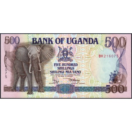 Ouganda - Pick 33a - 500 shillings - Série BK - 1991 - Etat : NEUF