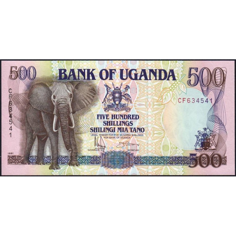 Ouganda - Pick 33b - 500 shillings - Série CF - 1991 - Etat : NEUF