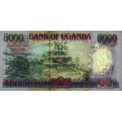 Ouganda - Pick 37a - 5'000 shillings - Série AW - 1993 - Etat : pr.NEUF