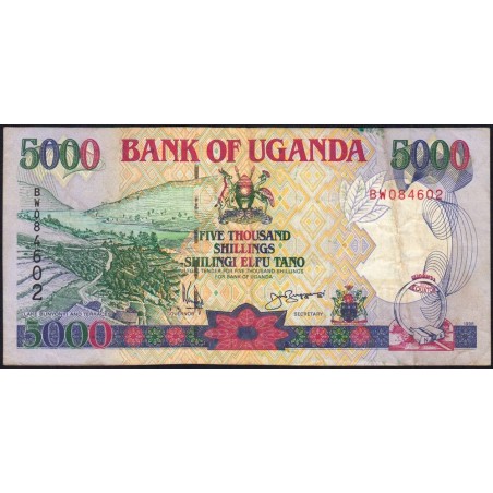 Ouganda - Pick 37b - 5'000 shillings - Série BW - 1994 - Etat : TB+