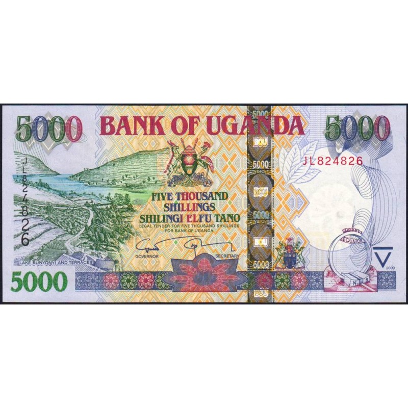Ouganda - Pick 44d - 5'000 shillings - Série JL - 2009 - Etat : NEUF