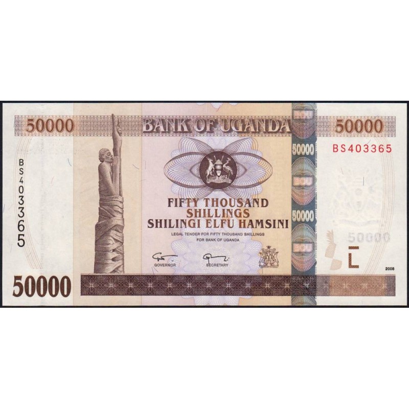 Ouganda - Pick 47c - 50'000 shillings - Série BS - 2008 - Etat : NEUF