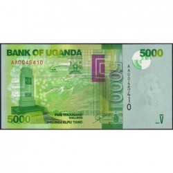 Ouganda - Pick 51a - 5'000 shillings - Série AA - 2010 - Etat : NEUF
